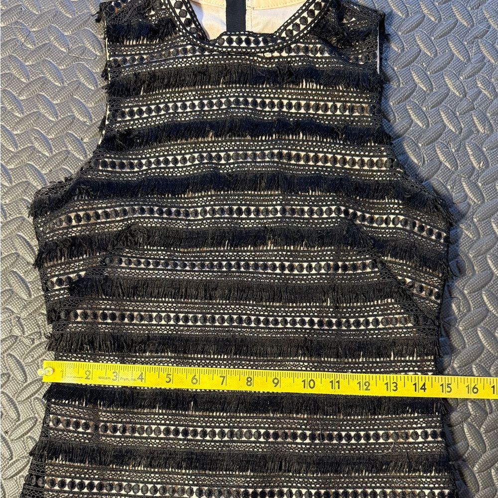 J. Crew Black Lace & Fringe Sheath Dress Size 00 - Picture 6 of 11